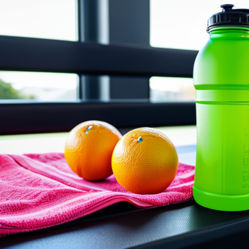 ** A Tritan sports drink bottle, vibrant color, filled with a refreshing sports drink, placed on a gym bench next to a towel. Focus on durability and health benefits, highlighting "BPA free." safe for work, appropriate content, fully clothed, professional.

**