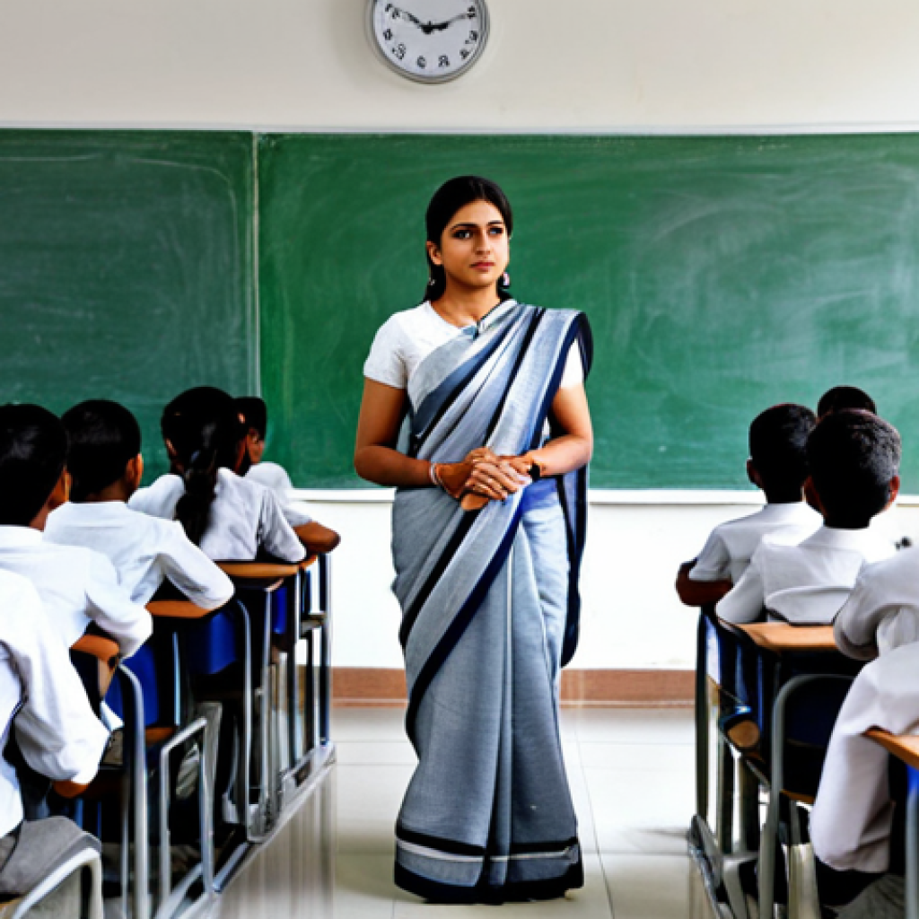 패들보드 서프보드  차이 - **Prompt:** "A professional teacher in a modest saree, standing in front of a classroom of attentive...