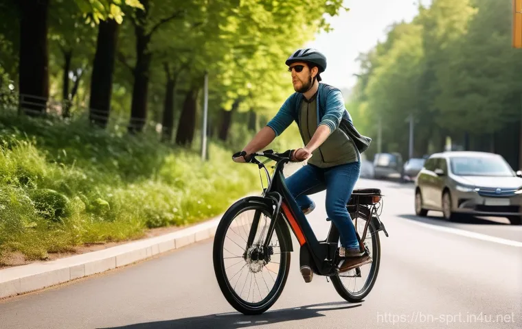 전기 자전거 배터리 교체 팁 - Image Prompt 1: The Struggle of a Fading E-bike Battery**