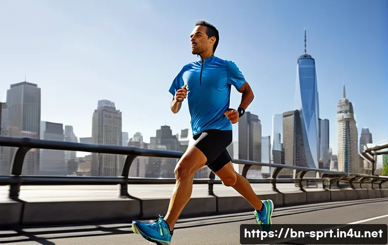 트레일러닝 신발과 러닝화 차이 - City Marathon Runner with Running Shoes**

A vibrant, dynamic shot of a male or female runner in the...