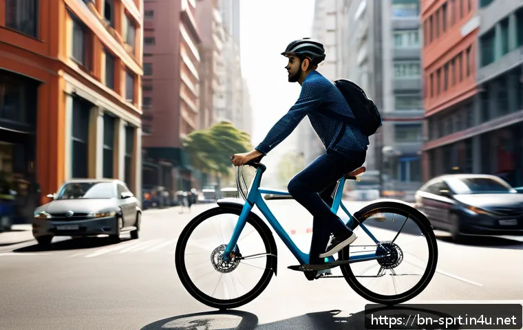 산악 바이크와 도심 자전거 차이 - A sleek, lightweight urban bicycle designed for narrow city streets with thin 28-inch tires and a sl...